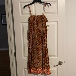 Womens Spaghetti strap orange pattern dress. Size medium